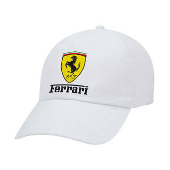 Ferrari S.p.A., Καπέλο Ενηλίκων Baseball Λευκό 5-φύλλο (POLYESTER, ΕΝΗΛΙΚΩΝ, UNISEX, ONE SIZE)