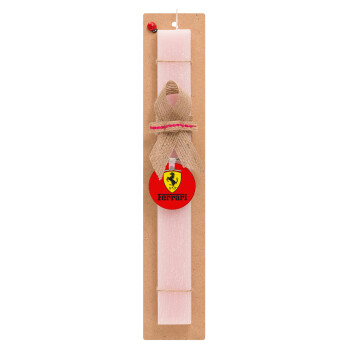 Ferrari S.p.A., Easter Set, wooden keychain & scented flat Easter candle (30cm) (PINK)