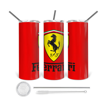 Ferrari S.p.A., 360 Eco friendly stainless steel tumbler 600ml, with metal straw & cleaning brush