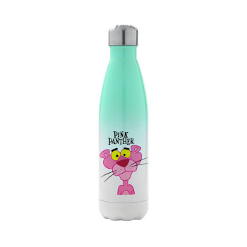 Pink Panther cartoon, Metal mug thermos Green/White (Stainless steel), double wall, 500ml