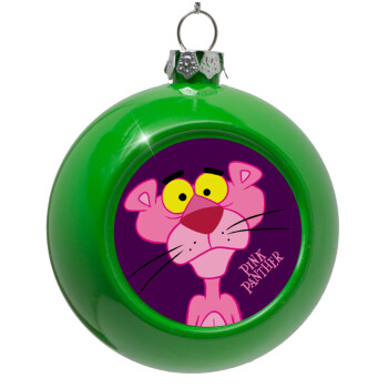 Pink Panther cartoon, Green Christmas tree ornament bauble 8cm