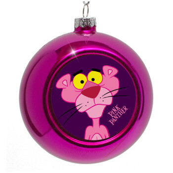 Pink Panther cartoon, Purple Christmas tree ornament bauble 8cm