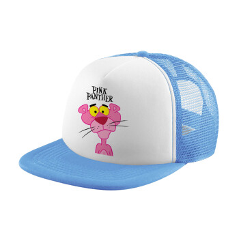 Pink Panther cartoon, Καπέλο παιδικό Soft Trucker με Δίχτυ ΓΑΛΑΖΙΟ/ΛΕΥΚΟ (POLYESTER, ΠΑΙΔΙΚΟ, ONE SIZE)