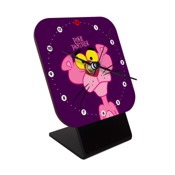 Pink Panther cartoon, Quartz Wooden table clock with hands (10cm)