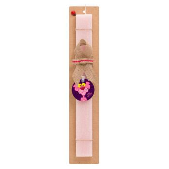 Pink Panther cartoon, Easter Set, wooden keychain & scented flat Easter candle (30cm) (PINK)