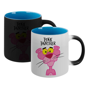 Pink Panther cartoon, Κούπα Μαγική εσωτερικό μπλε, κεραμική 330ml που αλλάζει χρώμα με το ζεστό ρόφημα (1 τεμάχιο)