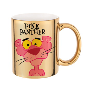 Pink Panther cartoon, Mug ceramic, gold mirror, 330ml