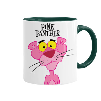 Pink Panther cartoon, Κούπα χρωματιστή πράσινη, κεραμική, 330ml