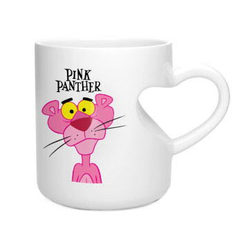 Pink Panther cartoon, Κούπα καρδιά λευκή, κεραμική, 330ml