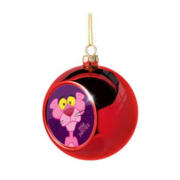 Pink Panther cartoon, Χριστουγεννιάτικη μπάλα δένδρου Κόκκινη 8cm