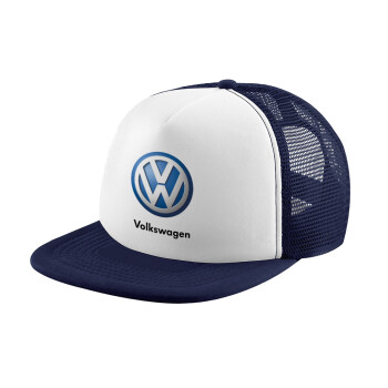 VW Volkswagen, Adult Soft Trucker Hat with Dark Blue/White Mesh (POLYESTER, ADULT, UNISEX, ONE SIZE)