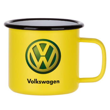VW Volkswagen, Κούπα Μεταλλική εμαγιέ ΜΑΤ Κίτρινη 360ml