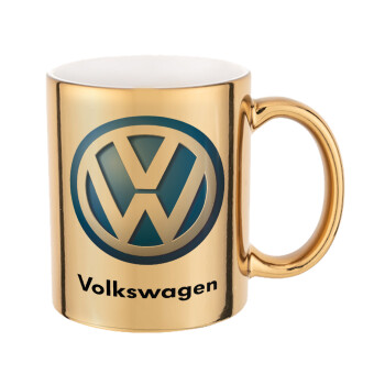 VW Volkswagen, Mug ceramic, gold mirror, 330ml