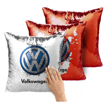 VW Volkswagen, Μαξιλάρι καναπέ Μαγικό Κόκκινο με πούλιες 40x40cm περιέχεται το γέμισμα