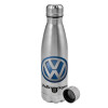 Metallic water bottle, stainless steel, 750ml