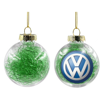 VW Volkswagen, Transparent Christmas tree ball ornament with green filling 8cm