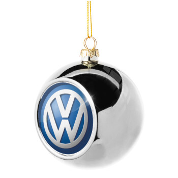 VW Volkswagen, Silver 8cm Christmas tree ball ornament