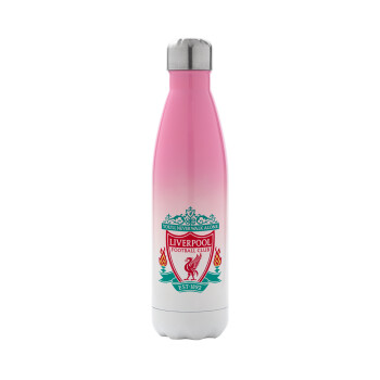 Liverpool, Metal mug thermos Pink/White (Stainless steel), double wall, 500ml