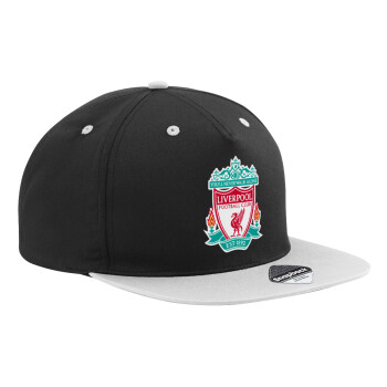 Liverpool, Adult Flat Snapback Hat Black/Grey, (100% COTTON TWILL, ADULT, UNISEX, ONE SIZE)