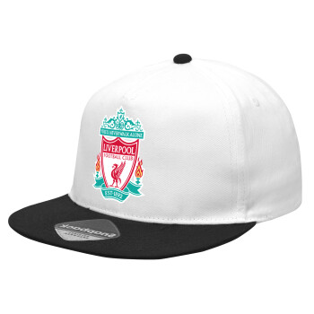 Liverpool, Καπέλο Ενηλίκων Flat Snapback Λευκό/Μαύρο, (POLYESTER, ΕΝΗΛΙΚΩΝ, UNISEX, ONE SIZE)