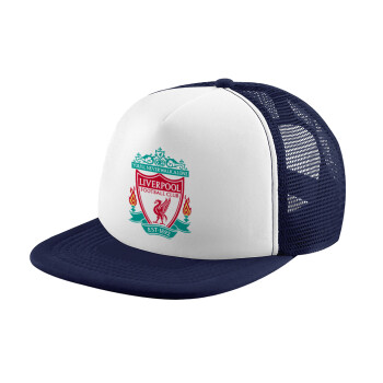 Liverpool, Adult Soft Trucker Hat with Dark Blue/White Mesh (POLYESTER, ADULT, UNISEX, ONE SIZE)