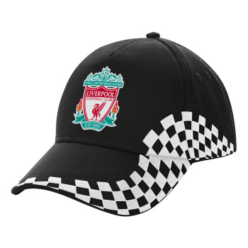 Liverpool, Adult Ultimate BLACK RACING Cap, (100% COTTON DRILL, ADULT, UNISEX, ONE SIZE)