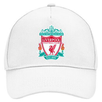 Liverpool, Adult Baseball Cap, Drill, White (100% COTTON, ADULT, UNISEX, ONE SIZE)