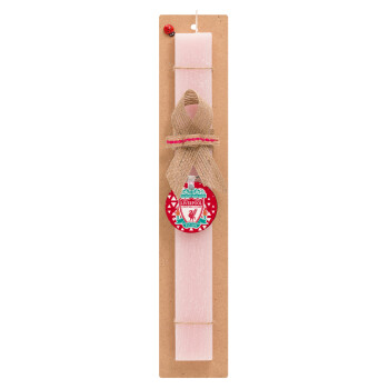 Liverpool, Easter Set, wooden keychain & scented flat Easter candle (30cm) (PINK)