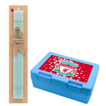 Liverpool, Easter Set, children's snack container BLUE & Easter aromatic flat candle (30cm) (TURQUOISE)