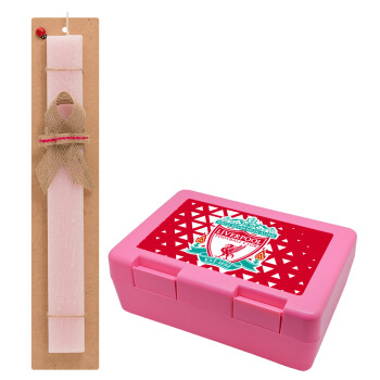 Liverpool, Easter Set, children's snack container PINK & scented flat Easter candle (30cm) (PINK)