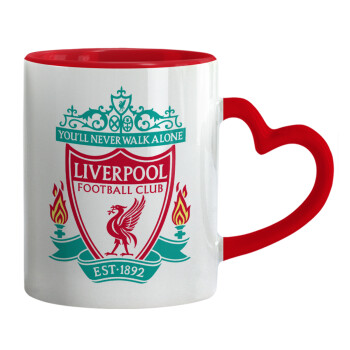 Liverpool, Mug heart red handle, ceramic, 330ml