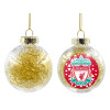 Transparent Christmas tree ball ornament with gold filling 8cm