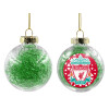 Transparent Christmas tree ball ornament with green filling 8cm