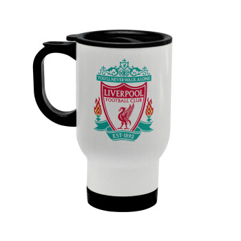 Liverpool, Stainless steel travel mug with lid, double wall white 450ml