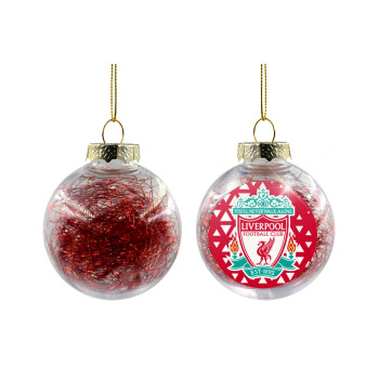 Liverpool, Transparent Christmas tree ball ornament with red filling 8cm