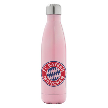 FC Bayern Munich, Metal mug thermos Pink Iridiscent (Stainless steel), double wall, 500ml