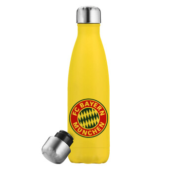 FC Bayern Munich, Yellow Stainless Steel Metallic Thermos, double-walled, 500ml