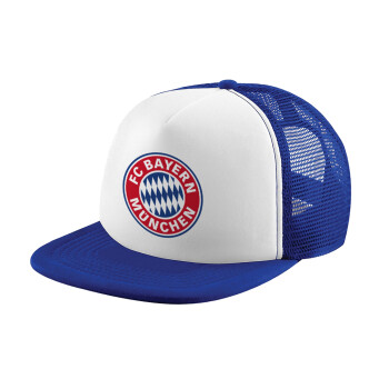 FC Bayern Munich, Καπέλο παιδικό Soft Trucker με Δίχτυ ΜΠΛΕ/ΛΕΥΚΟ (POLYESTER, ΠΑΙΔΙΚΟ, ONE SIZE)