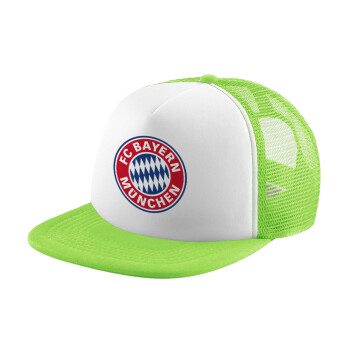 FC Bayern Munich, Καπέλο Ενηλίκων Soft Trucker με Δίχτυ ΠΡΑΣΙΝΟ/ΛΕΥΚΟ (POLYESTER, ΕΝΗΛΙΚΩΝ, ONE SIZE)