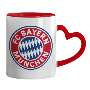 FC Bayern Munich, Mug heart red handle, ceramic, 330ml