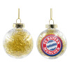 Transparent Christmas tree ball ornament with gold filling 8cm