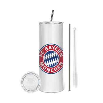 FC Bayern Munich, Eco friendly stainless steel tumbler 600ml, with metal straw & cleaning brush