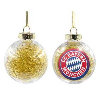 FC Bayern Munich, Transparent Christmas tree ball ornament with gold filling 8cm