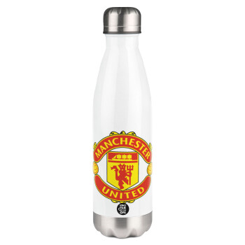 Manchester United F.C., Metal mug thermos White (Stainless steel), double wall, 500ml