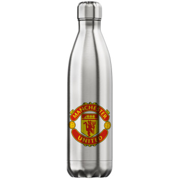 Manchester United F.C., Μεταλλικό παγούρι θερμός Inox (Stainless steel), διπλού τοιχώματος, 750ml