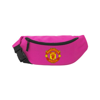 Manchester United F.C., Unisex τσαντάκι μέσης (μπανάνα) χρώματος ΡΟΖ με 2 τσέπες