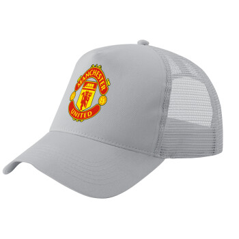 Manchester United F.C., Adult Structured Trucker Hat, with Mesh, GRAY (100% COTTON, ADULT, UNISEX, ONE SIZE)