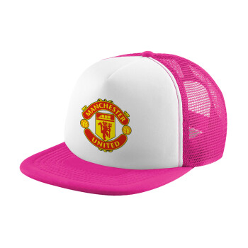Manchester United F.C., Καπέλο Ενηλίκων Soft Trucker με Δίχτυ Pink/White (POLYESTER, ΕΝΗΛΙΚΩΝ, UNISEX, ONE SIZE)