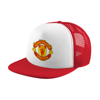 Manchester United F.C., Καπέλο παιδικό Soft Trucker με Δίχτυ ΚΟΚΚΙΝΟ/ΛΕΥΚΟ (POLYESTER, ΠΑΙΔΙΚΟ, ONE SIZE)