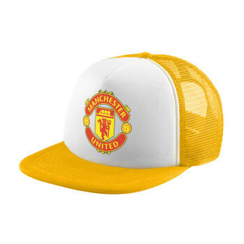 Manchester United F.C., Adult Soft Trucker Hat with Yellow/White Mesh (POLYESTER, ADULT, UNISEX, ONE SIZE)